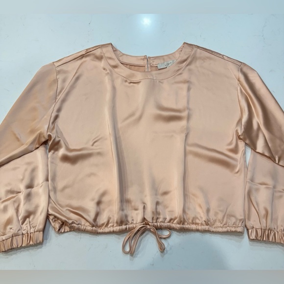 NWT Loft Satin Drawstring Blouse – Peach – Xlarge - Picture 2 of 8